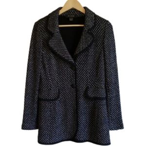 $1800 ST. JOHN Black Label Black and White Blazer Sweater Jacket Classic Knit